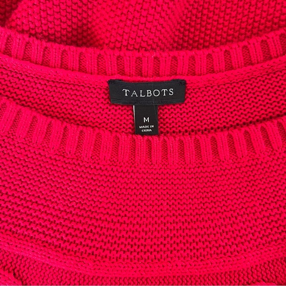 Talbots Red Cotton/Cashmere Cable Knit Scoop Neck Sweater M - Picture 7 of 8